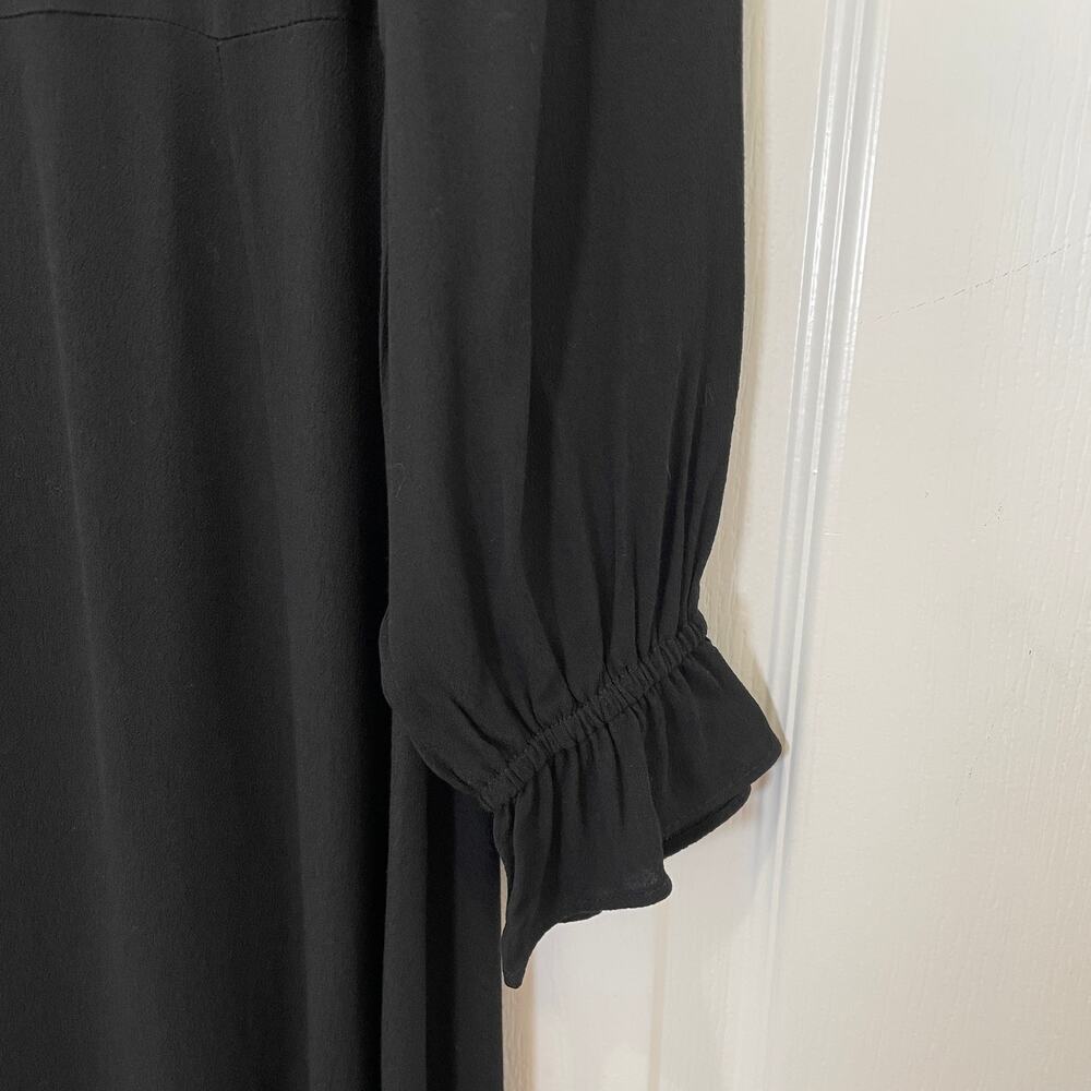 LOFT Mock Neck Dress Black Long Sleeve Midi w/ Slit NWT Modest Conservative 8P - Picture 4 of 8